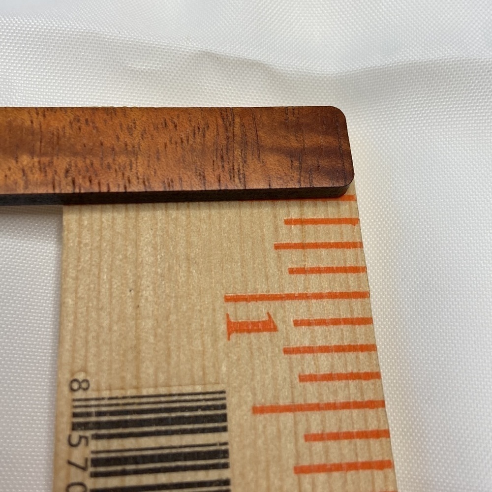 Hand Crafted Triangle Wooden Bar Laser Cut Hawaii Island Wood Pierced Earrings - Picture 3 of 5